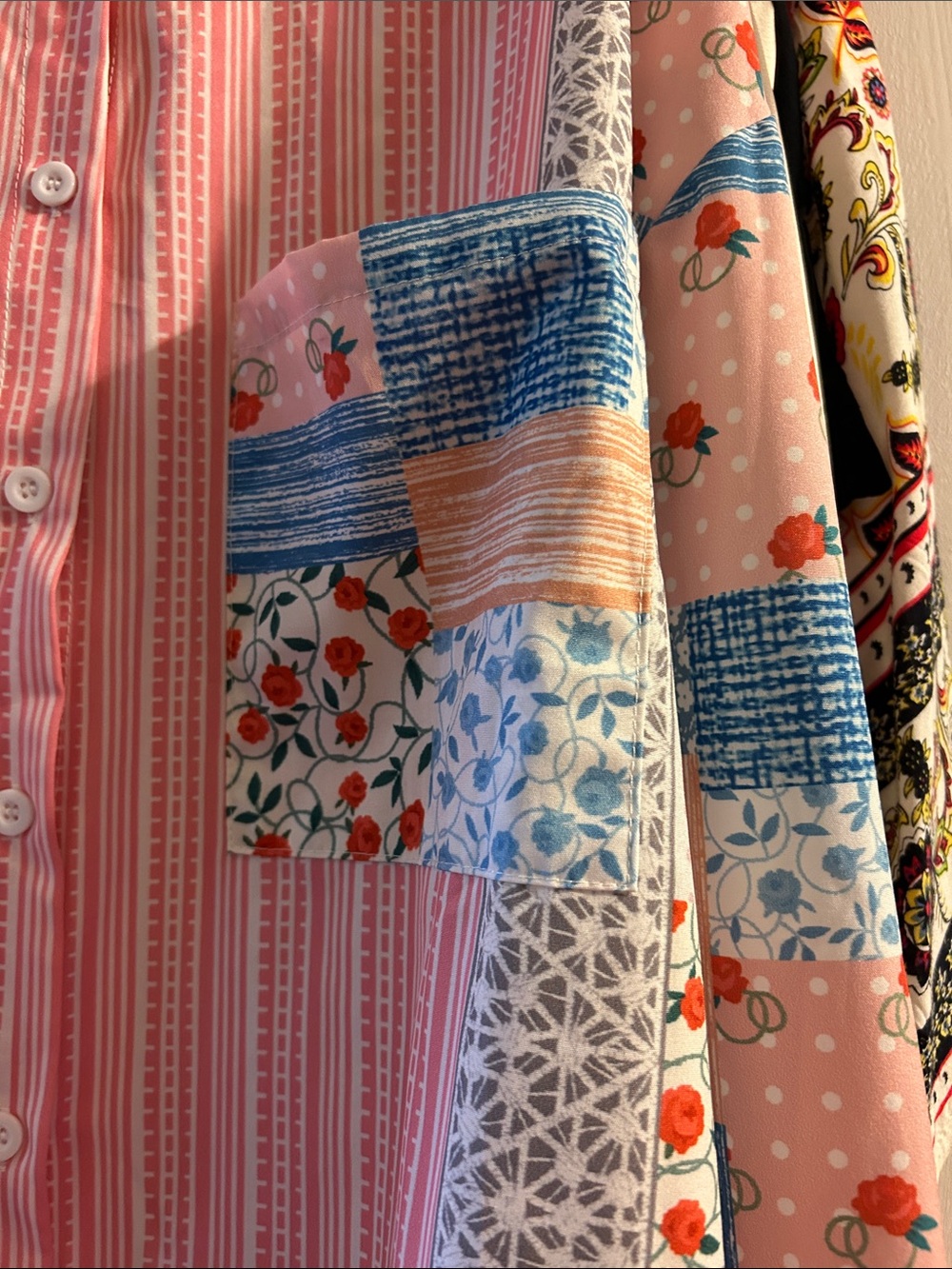 Tub 9 Pink Striped Button-Up Shirt with Patchwork Floral Accents - Picture 5 of 6